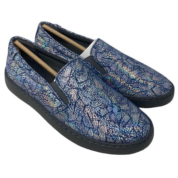 NEW Vionic Avery Sneakers Size 6 Suede Slip On Blue Iridescent Metallic Shoes - Picture 6 of 11